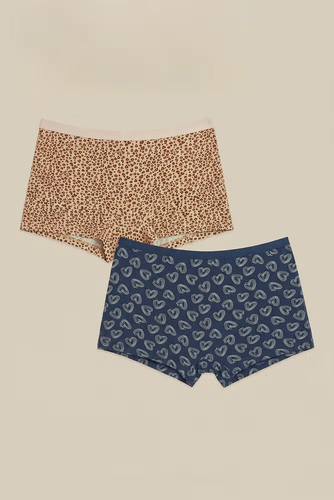 Fitoor Medium Rise Full Coverage Boyshort (Pack of 2) - Multicolor