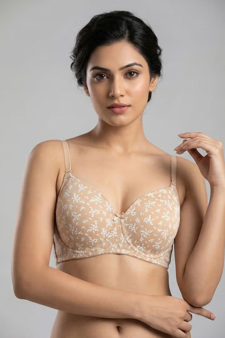 Fitoor  Padded Regular Wired 3/4th Coverage Tshirt Bra - Polka