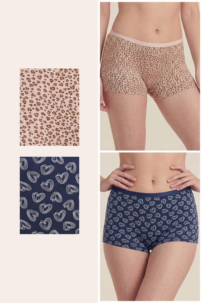 Fitoor Medium Rise Full Coverage Boyshort (Pack of 2) - Multicolor