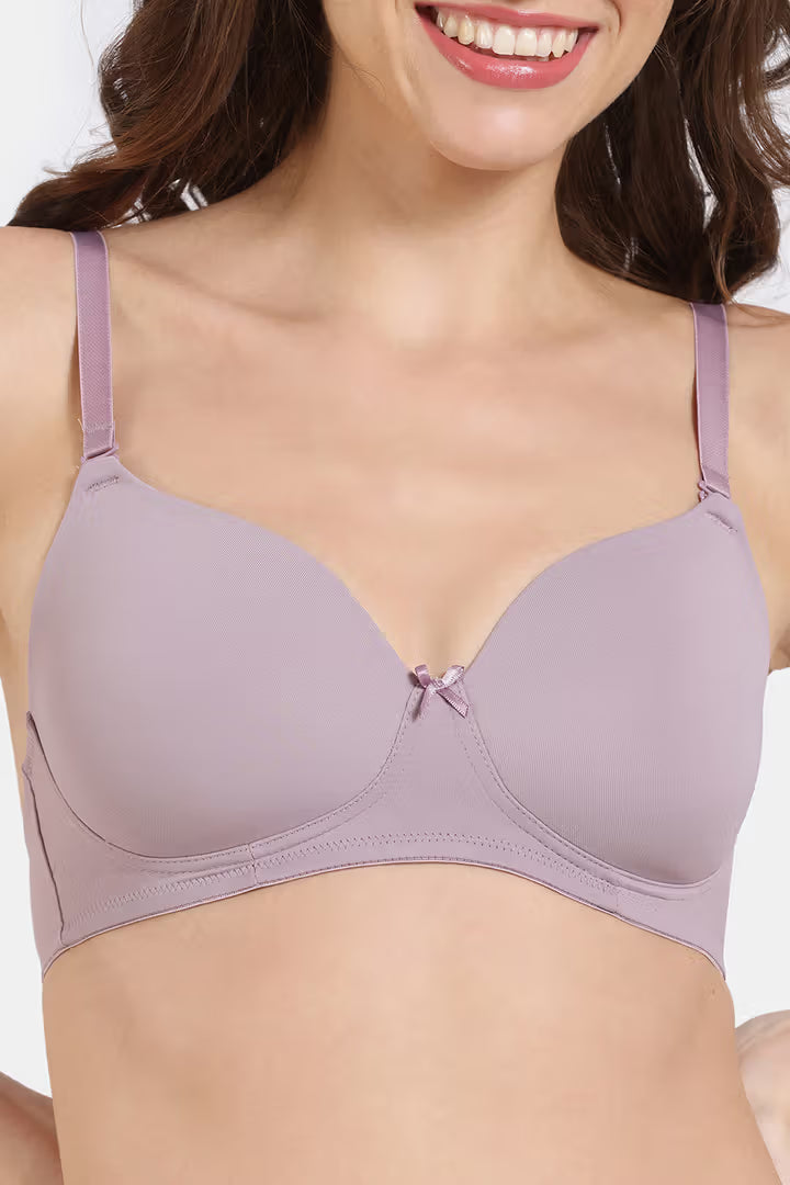 Fitoor Essentials Double Layered Non Wired Full Coverage T-Shirt Bra - Dk Neavy Floral