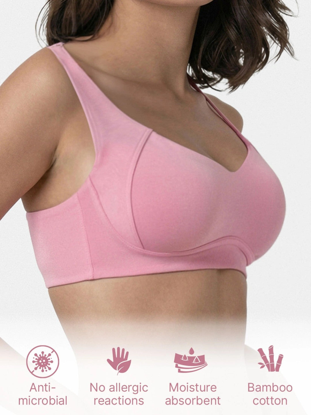 Women Bamboo Cotton Full Support Everyday T-Shirt Bra