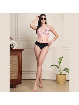 PrettyCat Lightly Padded Kiss Lips Half Coverage HotLace Bra And Panty Pink